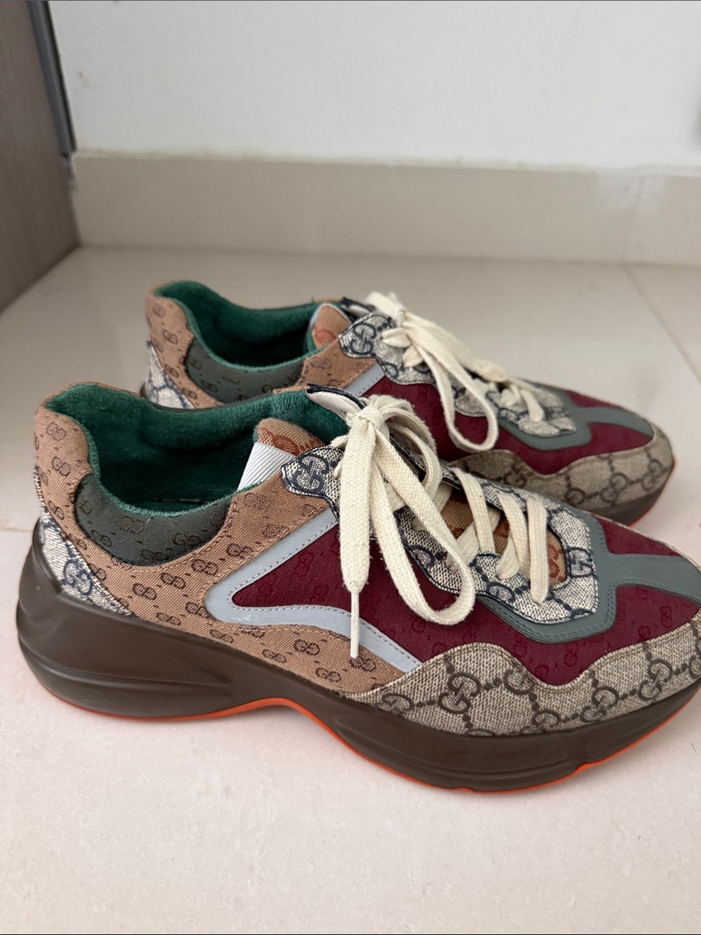 Gucci Rhyton Multicolor GG Logo Leather & Canvas Sneakers